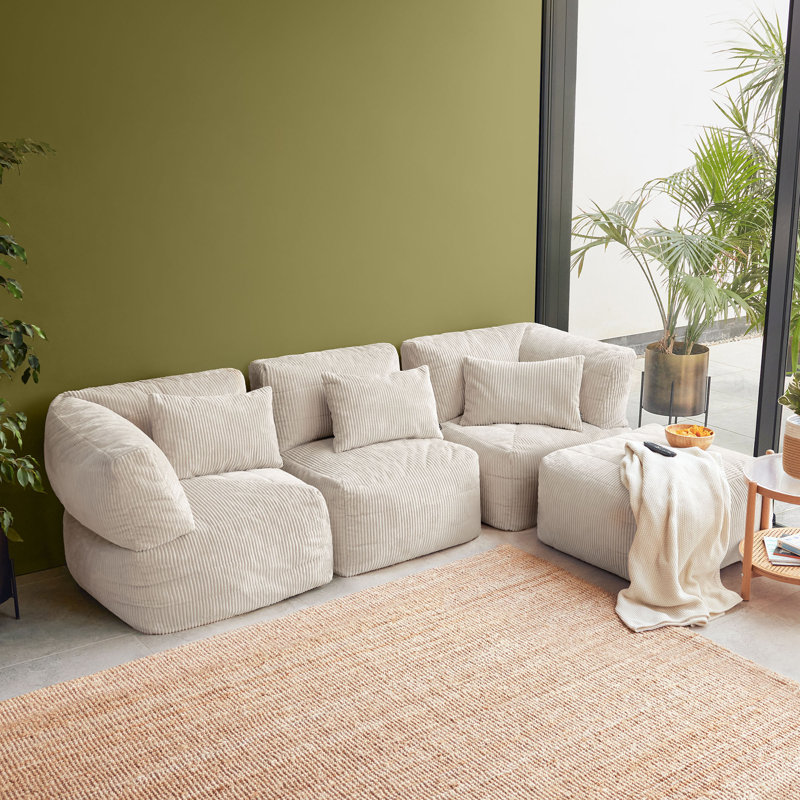 Corduroy Bean Bag Set, Cream