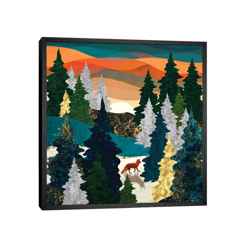 Amber Fox - Print on Canvas, 66.04 cm H x 66.04 cm W, Black Framed