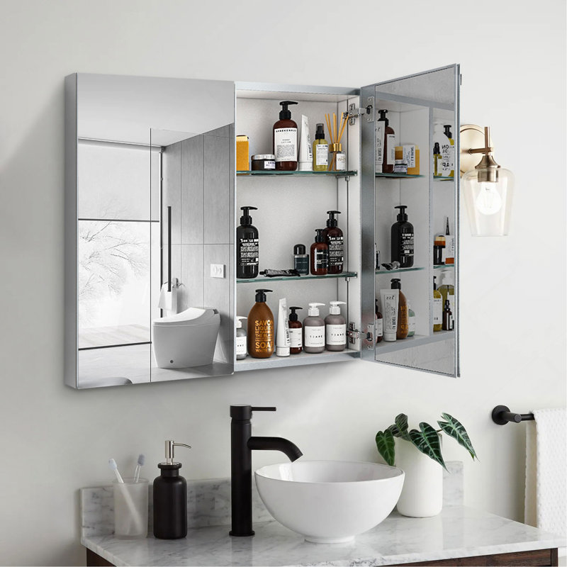 Armoire à pharmacie 30 x 26 pouces à double porte et miroir