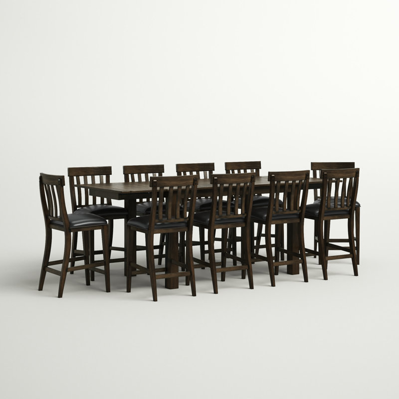 Schoenberg 11-Piece Counter Height Extendable Solid Wood Dining Set