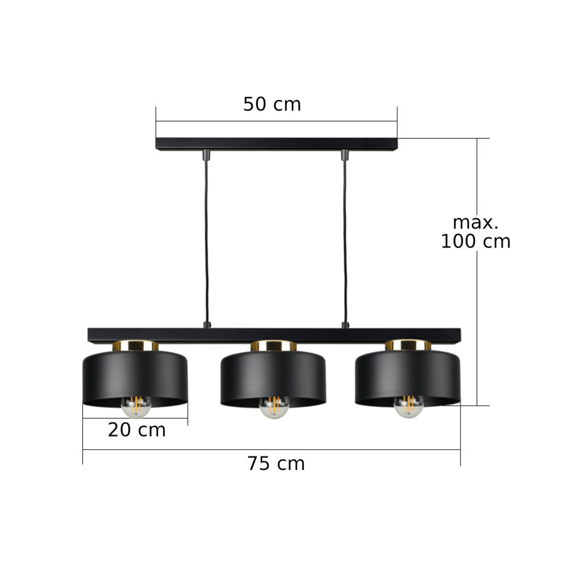 3 - Light Drum Pendant, Black