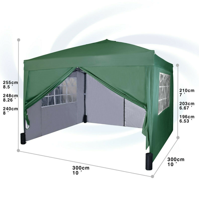 Jarrow 3m x 3m Steel Pop-Up Gazebo, Green