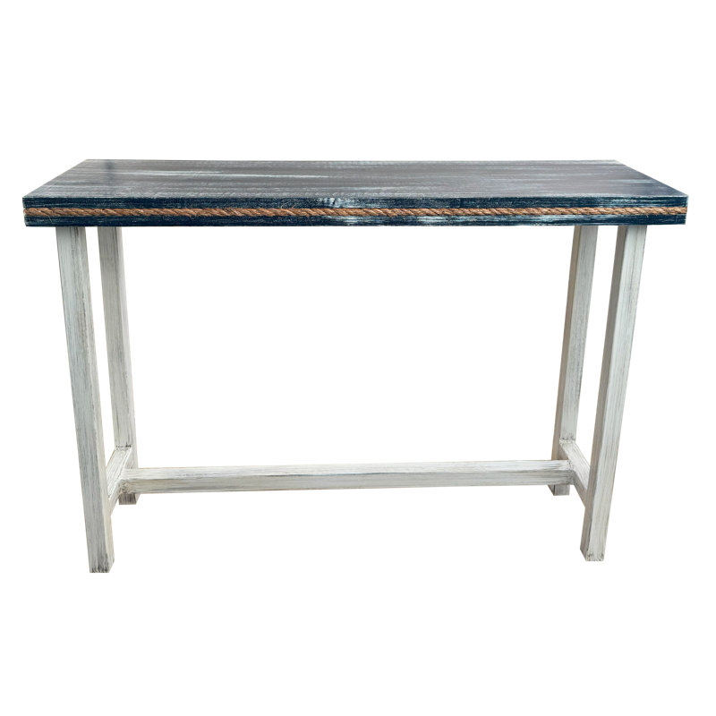 IRON RECTANGLE SOFA TABLE WITH ROPE INLAY