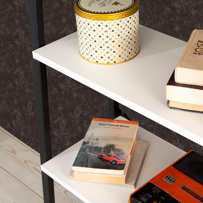 Rangement pour bibliothèque 7 niveaux, Blanc/Noir