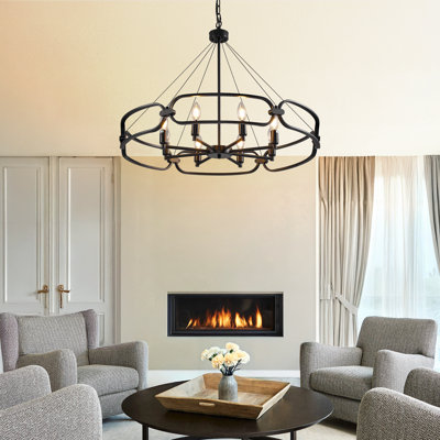 8 - Light Dimmable Classic Traditional Wagon Wheel Chandelier