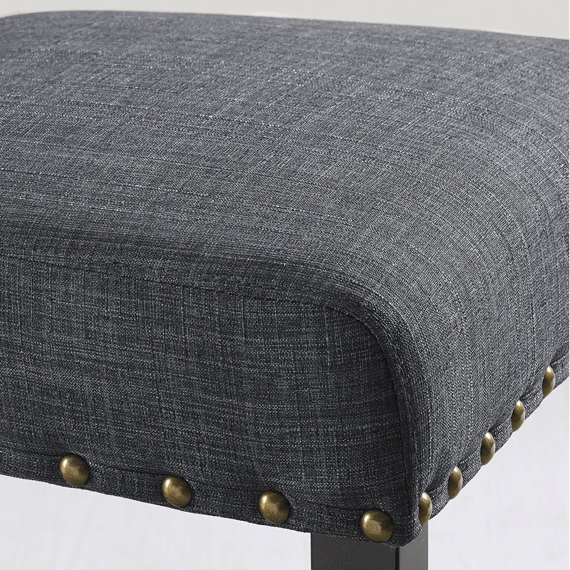 Biony Fabric Bar Stools With Nailhead Trim, Set Of 2, Gray
