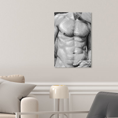 " Male Torso In Gray, Male Fit Torso Modern Gray "