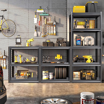 5-tier shelving unit with protective side rails
