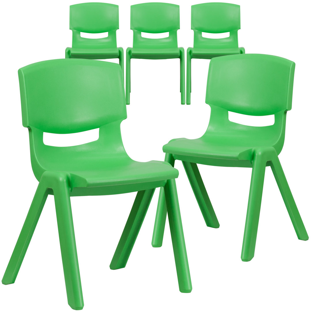 Goddard Plastic Stackable School Chair with 15.5'' Seat Height (Set of 5) Flash Furniture Frame 