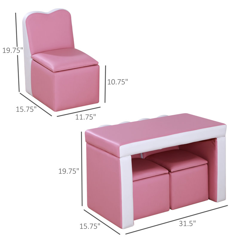 Ensemble de canapé pour enfants 2-en-1 multifonctionnel Ensemble de chaises de table pour tout-petits 2 places Canapé Boîte de rangement souple et robuste