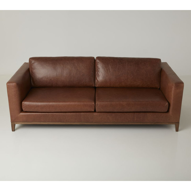 La Roux Leather Sofa, Caramel, Brown Genuine Leather