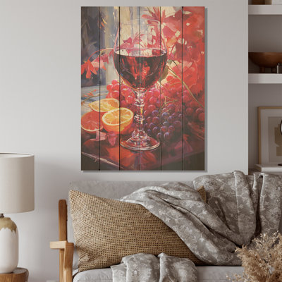 Sangrias Spirit - Wine Wood Panel Wall Art On Natural Pine Wood