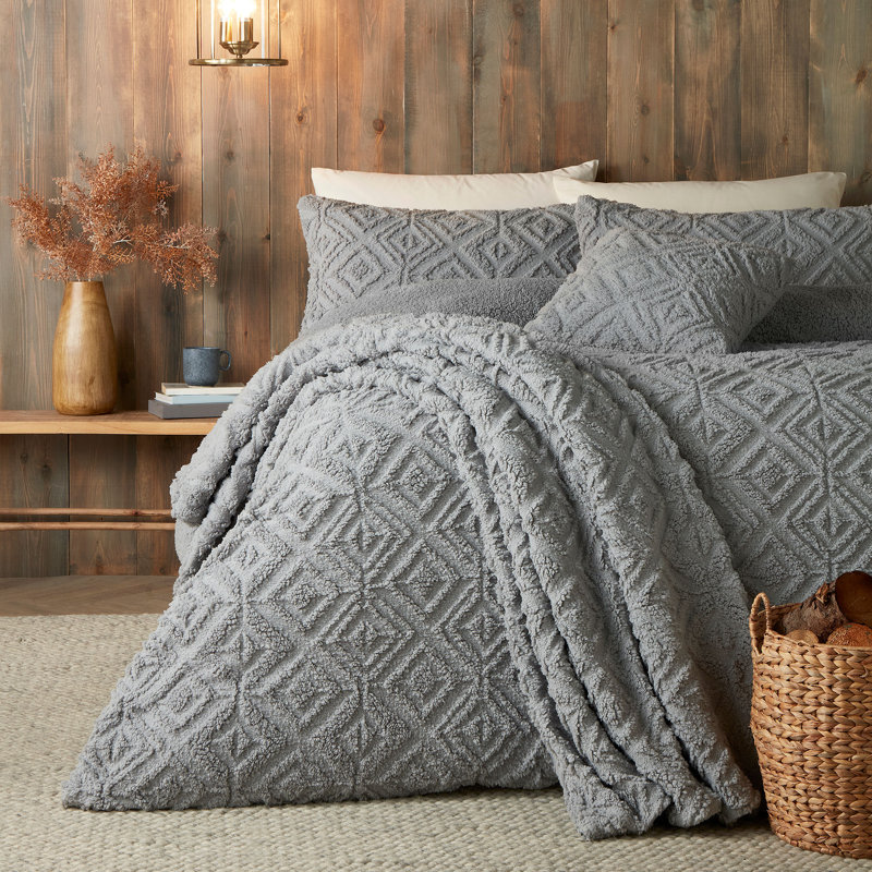 Geo Fleece Throw Blanket, Grey