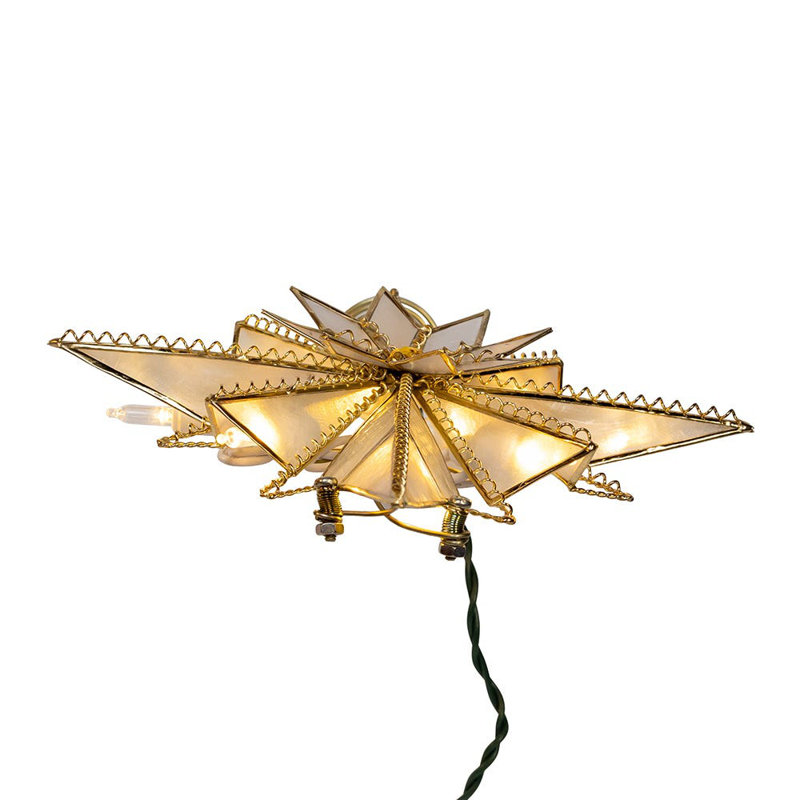 Décoration pour sommet de sapin étoile Capiz Bethlehem à DEL 10,5 pouces 10 lumières Kurt Adler