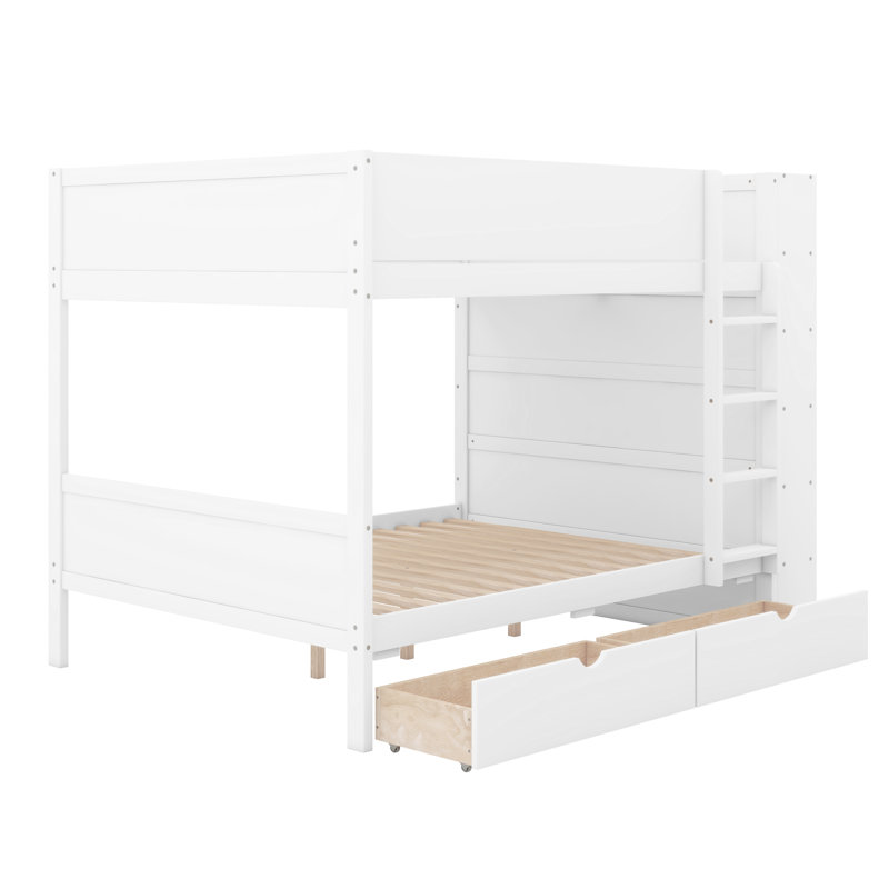Lit superposé double au-dessus de double avec 2 tiroirs et armoire à plusieurs niveaux Jasna, Blanc