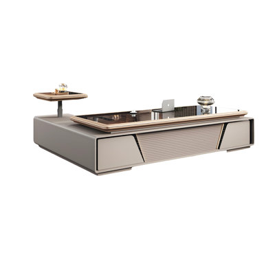 Bureau de direction 102,36 "de luxe moderne avec armoires latérales et table élévatrice