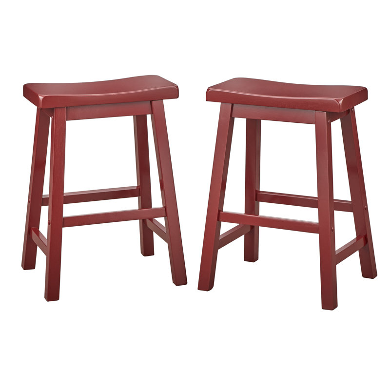 Whitworth Solid Wood Stool, Red, Counter Stool (24” Seat Height)