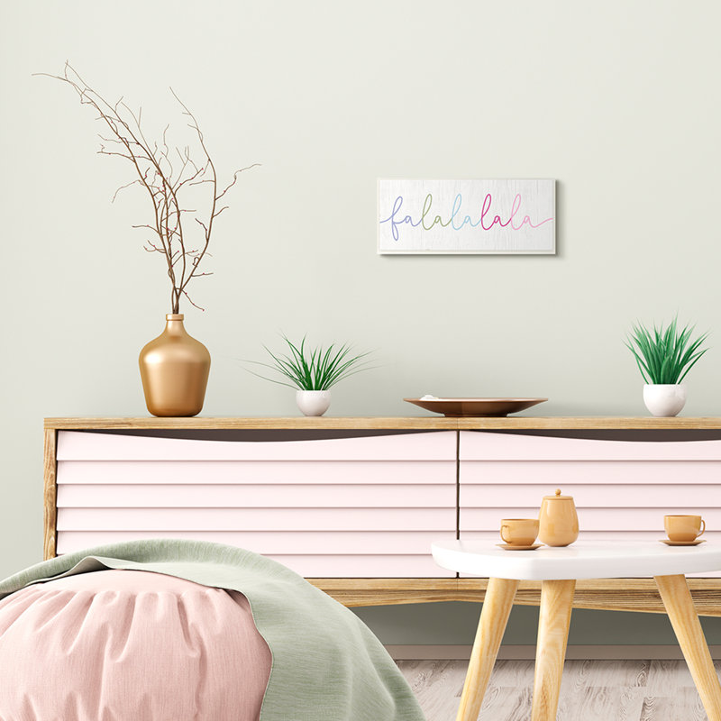 «Falalalala Holiday Expression Cursive Rainbow Text» par Daphne Polselli - impression d'art graphique, Plaque murale