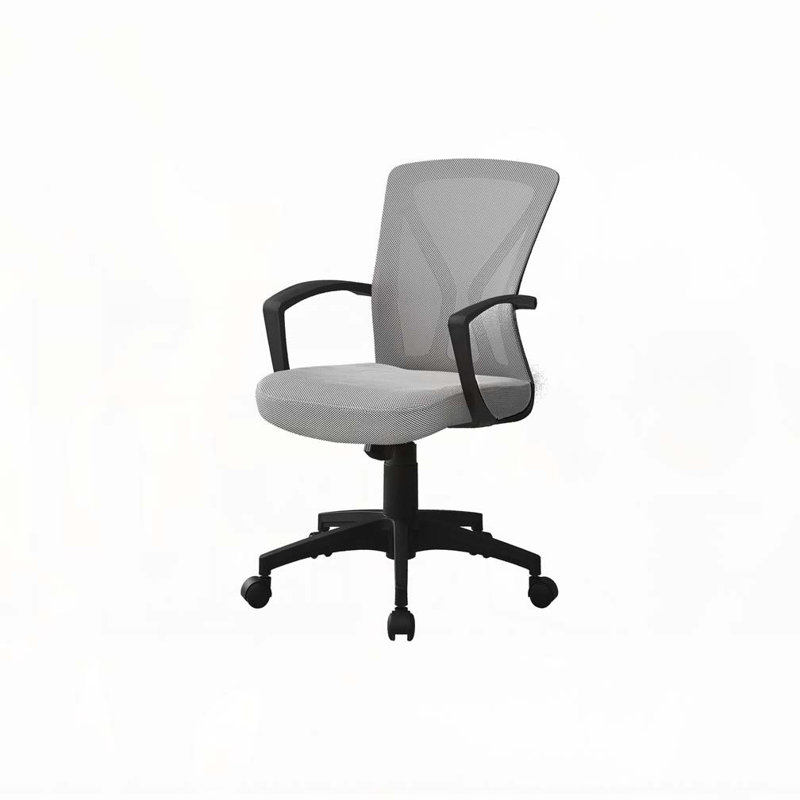 Office Chair,Adjustable Height,Swivel,Ergonomic,Armrests,Computer Desk,Work,Grey Mesh,Black Metal,Contemporary,