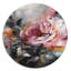 Rose romantique roses - rose, art mural rond en métal-88629029
