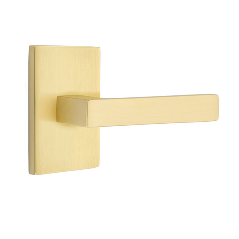 Levier de porte avec rosette Dumont, Droite, Laiton satiné
