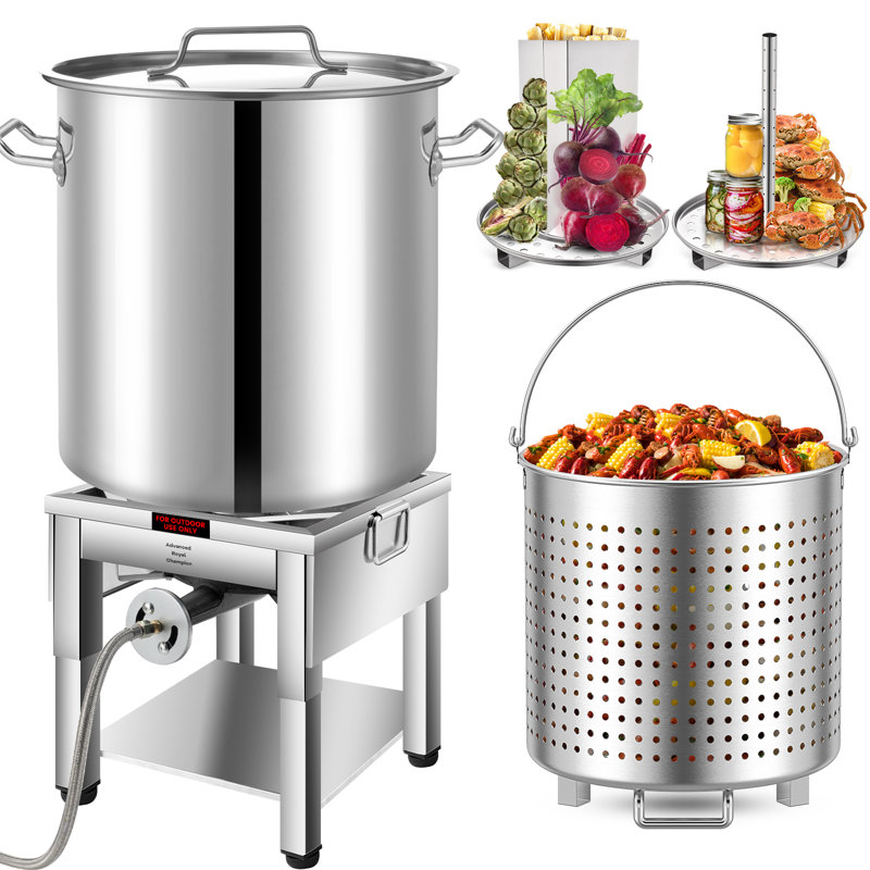 Arc 84Qt Stainless Steel Pot With 200,000 Btu Protable Propane Burner, Seafood Boil Pot With Basket And Steamer Rack,Lobster Pot, Shrimp Boil,Tamale Steamer,Turkey Fryer Burner,21 Gallon