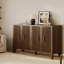 Buffet de style Mid-Century à cannelures, rangement de 55 po avec portes - brun noyer
