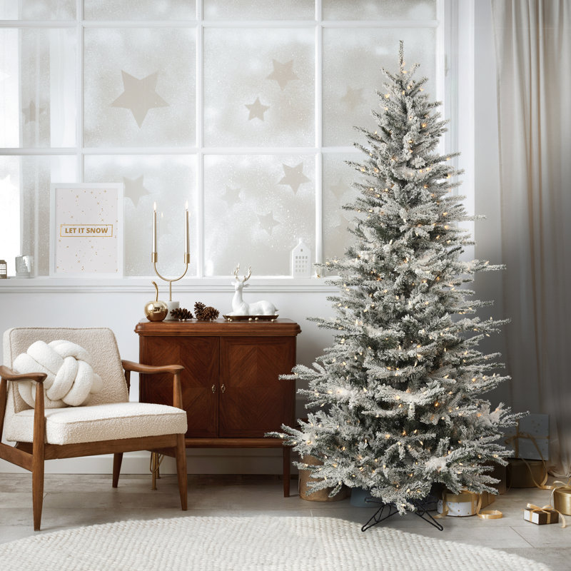 LED Slim Flock Vail Tree, 7.5'