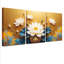Tableau mural sur toile tendue à motif floral de lotus doré (ensemble de 3)-118089188