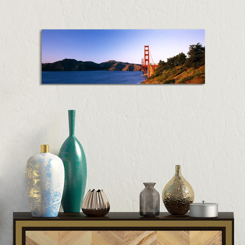 Suspension Bridge Across The Sea, Golden Gate Bridge, San Francisco - Wrapped Canvas Panoramic Print