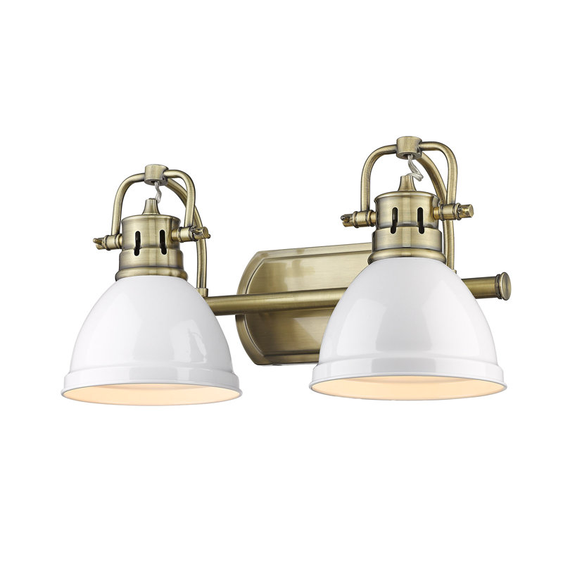 Lyndee 2 - Light Dimmable Vanity Light, Matte White, Aged Brass