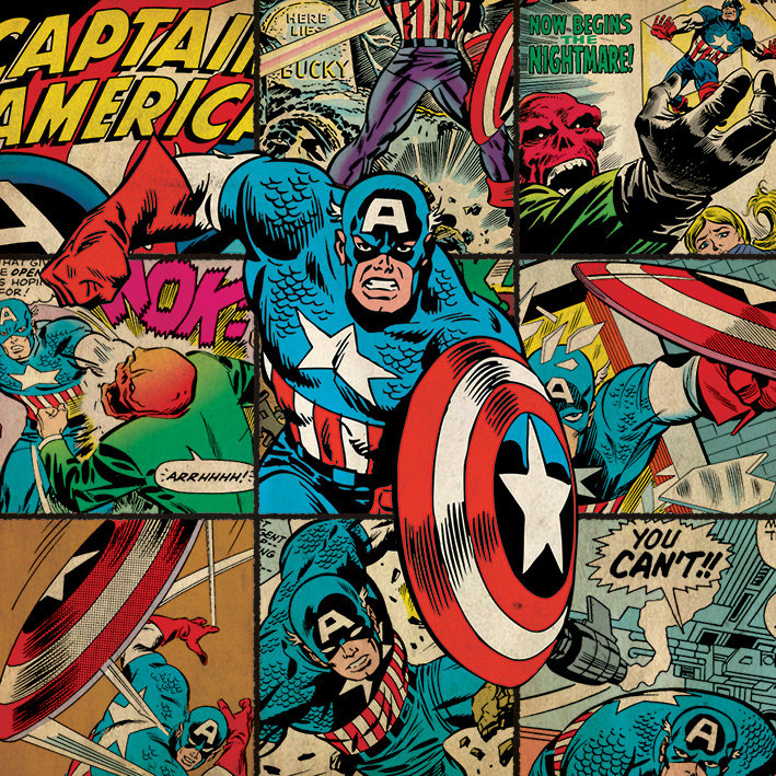 Captain America Squares Graphic Art Print on Canvas, 85cm H x 85cm W x 3.8cm D
