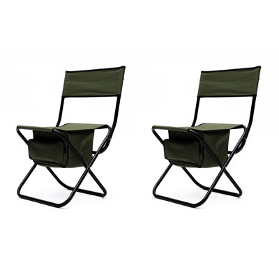 Chaise pliante avec compartiment de rangement - pour une utilisation intérieure et extérieure, support de charge, structure en acier léger, revêtement en tissu, housse à poche