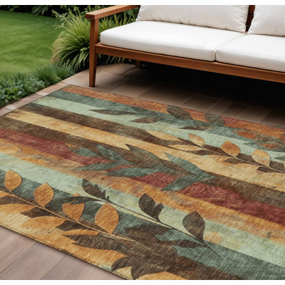 Tapis extérieur lavable floral 8 pi x 10 pi blé et or