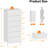 White Tall Dresser for Bedroom,Vertical Storage Tower Unit and End Table with 6 Drawers, Nightstand Furniture with Fabric Drawer Organizer in Living Room,Closet,Entryway,Hallyway
