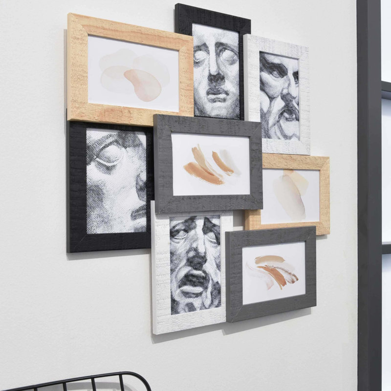 Praylee 3D Collage Picture Frame for 8 Photos 10x15 cm, Wood Frame