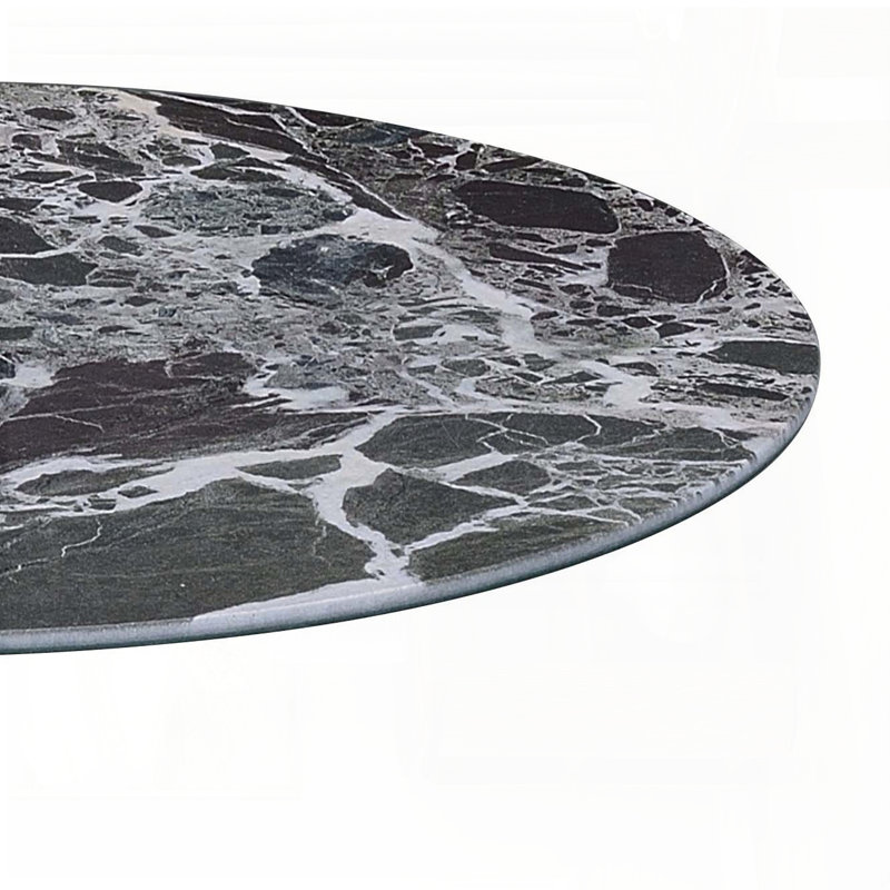 Table de bout en marbre noir texturé avec base en acier, Noir
