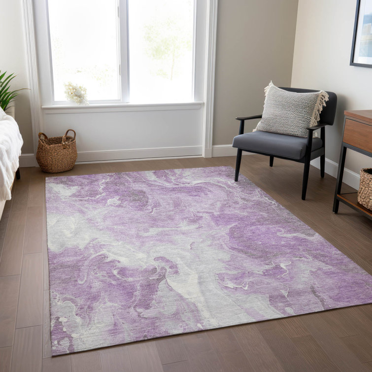 Machine Washable Indoor/Outdoor Cinead ACN1687 Lavender Rug