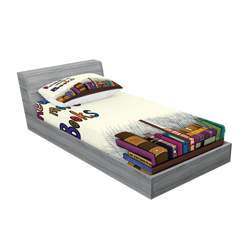 Multicolore drap-housse et coussin décoratif Ambesonne, Ensemble de draps-housses pour lit simple + 2 taie