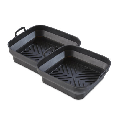 Tower T843092 Square Air Fryer Trays, Set of 2 Reusable Silicone Liners, Suitable for Most Dual Basket Air Fryers 6 litres and Above Including Tower Vortx and Ninja Foodi, Non-Stick, Dishwasher Safe