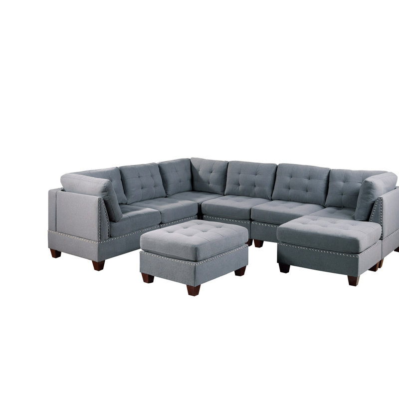 Canapé modulaire modulaire 9 pièces Mobilier de salon modulaire capitonné capitonné gris