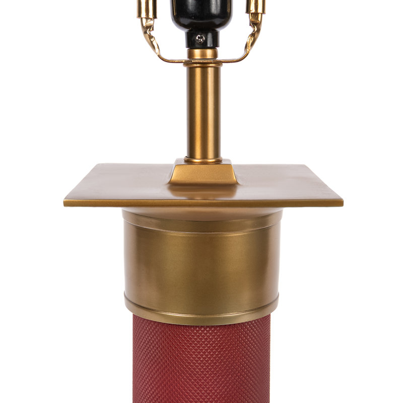 Lampe de table colonne en métal texturé, Rouge