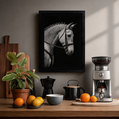 Bridled Horse in Profile Minimalist - Framed Print