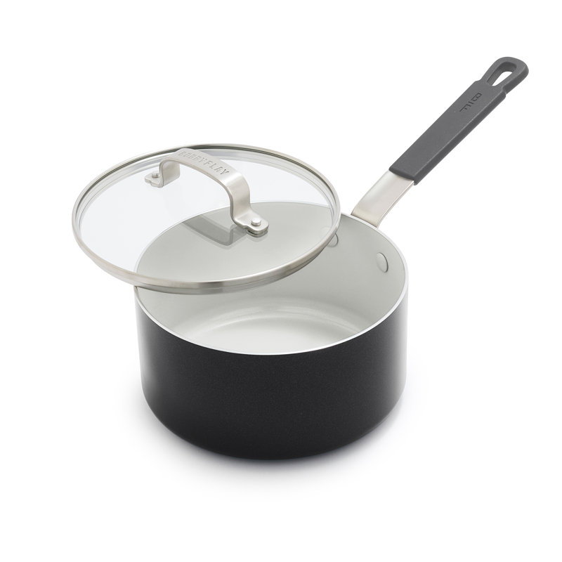 Casserole antiadhésive en céramique de qualité professionnelle avec couvercle Bobby Flay par GreenPan 2.53QT, Gris