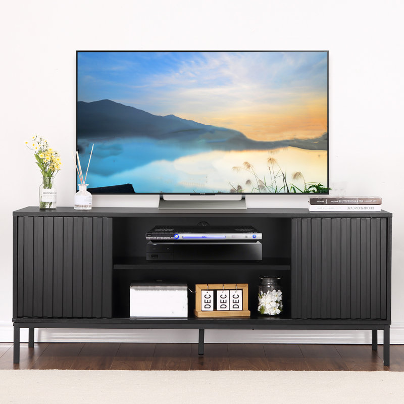 Meuble télé moderne avec porte coulissante rayée Wave