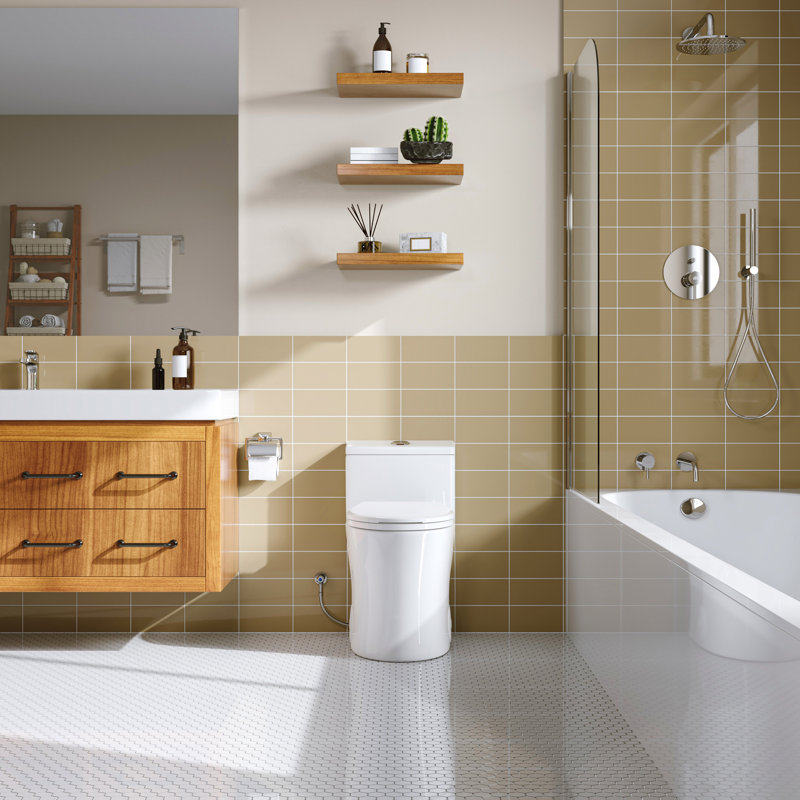 Arlo One-Piece Toilet, 10" Rough-In, 17.3" ADA Chair Height, Dual Flush 1.1/1.6 GPF,  Elongated, Space-Saving Design., White