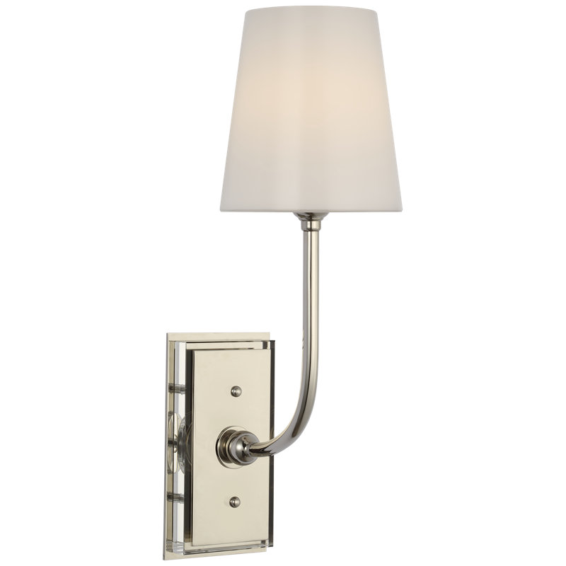Thomas O'Brien Hulton 17" Cordless Single Sconce with Glass Shade, Polished Nickel