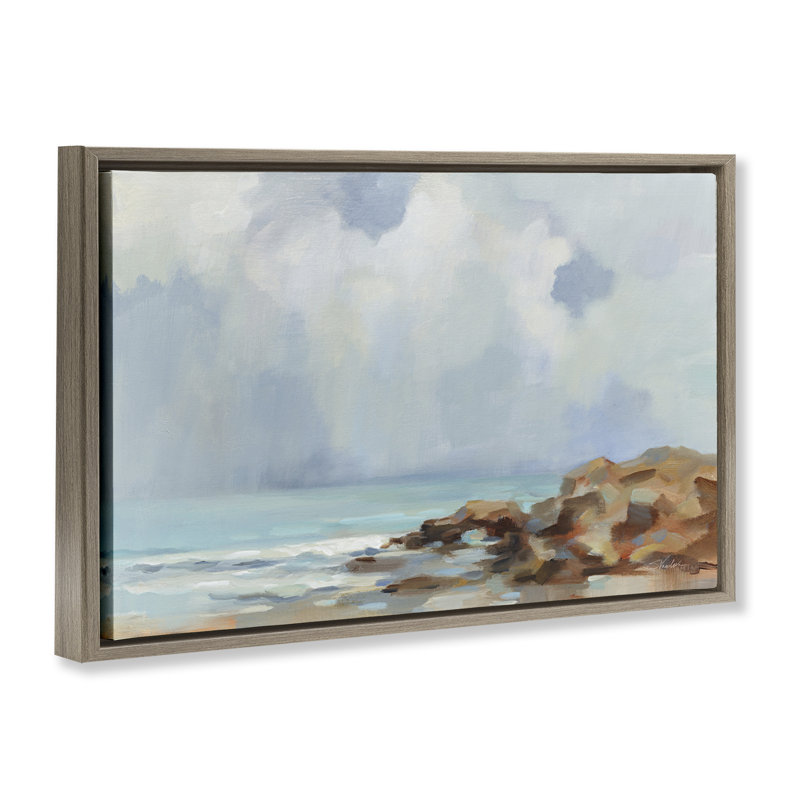«Morning at Stone Beach», toile flottante encadrée grise par Silvia Vassileva, Cadre flottant orme Montalcino