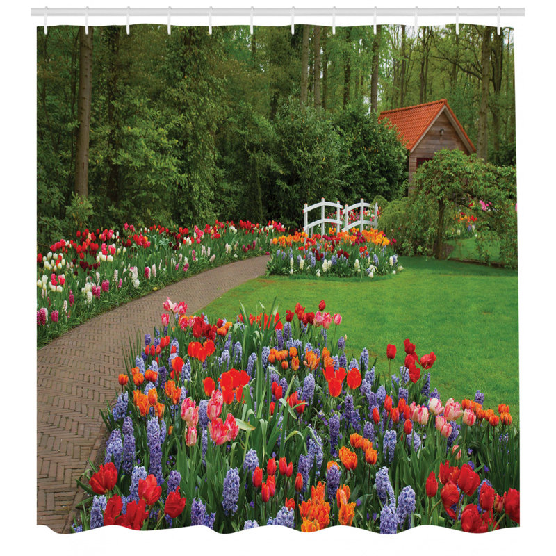 Ensemble de rideau de douche et de crochets de jardin, H 70 po x l 69 po