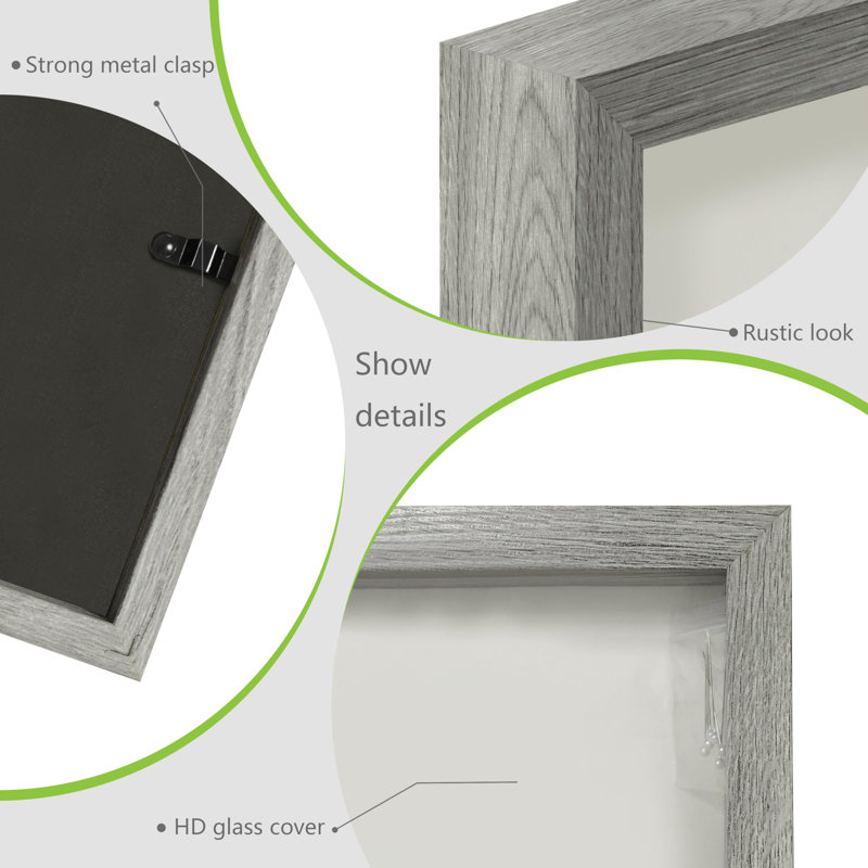 8.5” X 11” Natural Oak Wooden Shadow Box Frame – Display Case With Soft Felt Back, Memory Box With Tempered Glass, Display Box With Elegant White Ball Push Pins, Wooden Flower Box